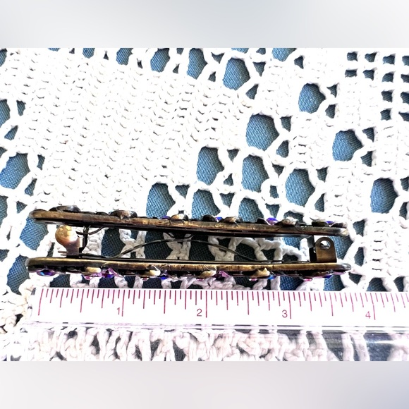 Vintage 1980s Double Sided Floral Hair Clip Barrette, unworn - Picture 3 of 5